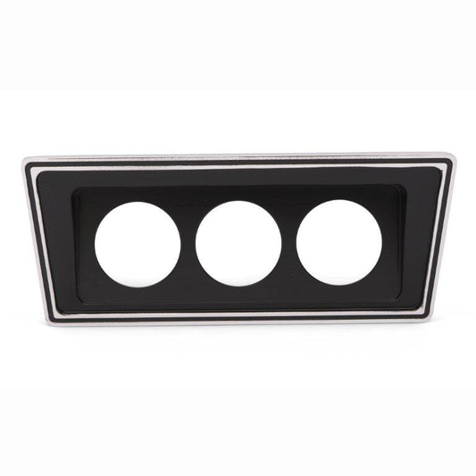 Radio Delete Bezel,Billet aluminum,66-67 Nova,Accepts three 2-1/16" gauges,Matte black with polished edge