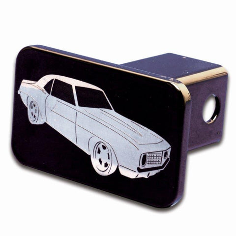 Hitch Cover,Billet Aluminum,67-68 Camaro Engraving,Gloss black anodized finish"