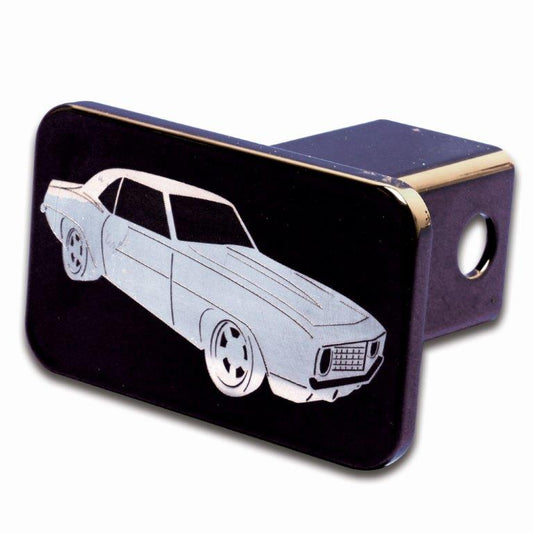 Hitch Cover,Billet Aluminum,67-68 Camaro Engraving,Gloss black Fusioncoat finish"