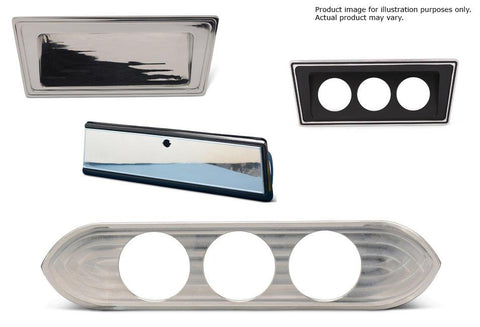 Radio Delete Bezel,Billet aluminum,66-67 Nova,Accepts three 2-1/16" gauges,Raw machined finish