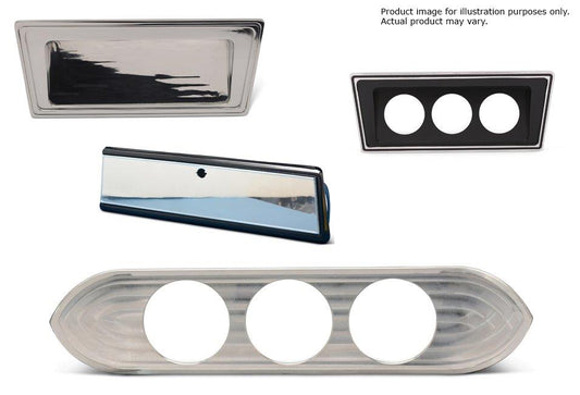 Radio Delete Bezel,Billet aluminum,66-67 Nova,Accepts three 2-1/16" gauges,Gloss black anodize finish