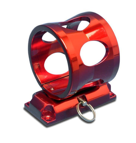 Extinguisher Bracket,Billet Aluminum,Use with 2-3/4" Diameter 1LB Extinguishers,Bright red Fusioncoat finish"