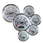 Elite Gauge Kit,Vintage white face,Polished rim,GPS Speedo,Tach,Oil pressure,Water temp,Volt,Senders,Universal fuel