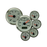 Elite Gauge Kit,White face,Polished rim,GPS Speedo,Tach,Oil pressure,Water temp,Volt,Senders,Universal fuel