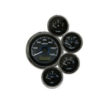 Elite Gauge Kit,Black face,Polished rim,GPS Speedo,Oil pressure,Water temp,Volt,Senders,Ford fuel level