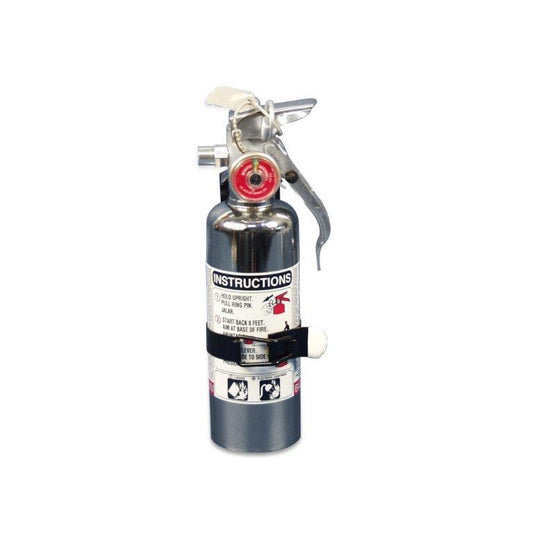 Fire Extinguisher, Chrome, 1.0 lb.,Dry Agent,2 3/4"diameter,Fits Eddie Motorsports Large Extinguisher Brackets