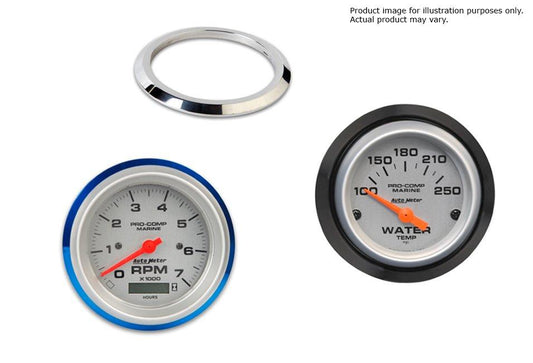 Gauge Dress-up Bezel,Aluminum,Flat,Fits guages that install in a 2 1/16" hole,Gloss White Fusioncoat finish